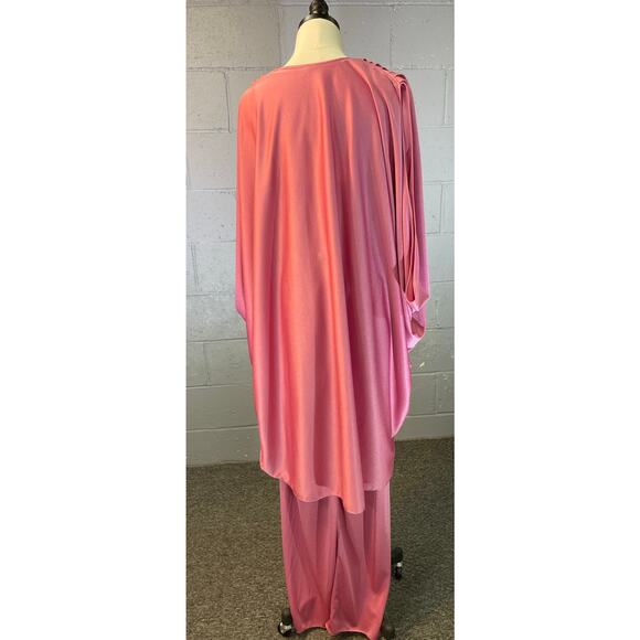 Vtg 70s Dusty Rose Pink Dress Duster 2 Piece Set Prairie Dress Prom Formal SM MD - Picture 6 of 10